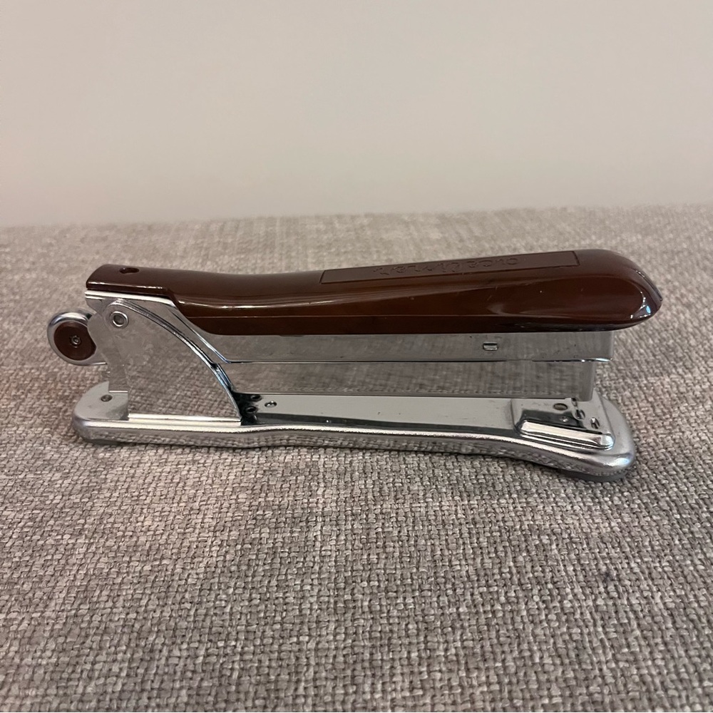 Vintage Ace Liner Model 502 Metal Brown Art Deco Office Supplies Stapler School